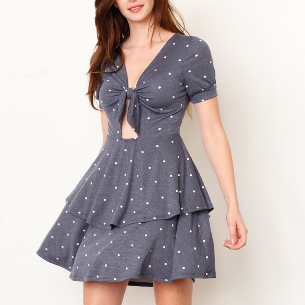 NWT•1X•CREME DE LA CREME ALL AMERICAN FUN POLKA DOT TIERED DRESS
